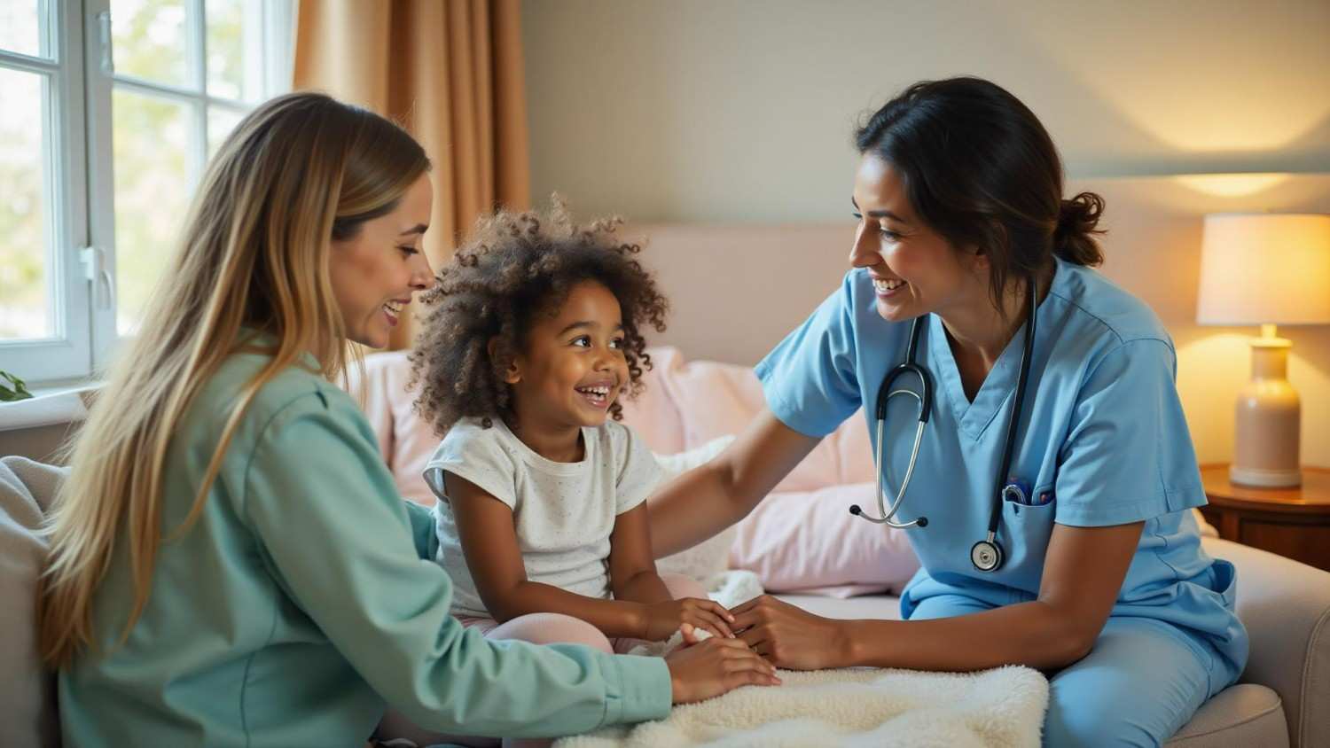 Healthcare professional providing compassionate care to a child - representing our pediatric home health aide services